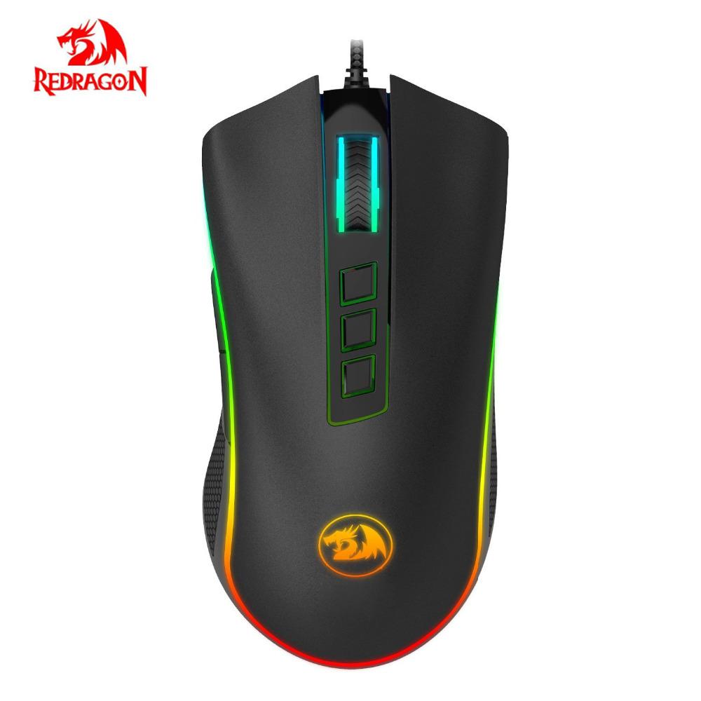 Игровая мышь Redragon M711 Cobra с разрешением 10 000 точек на дюйм и подсветкой 16,8 миллионов цветов RGB
