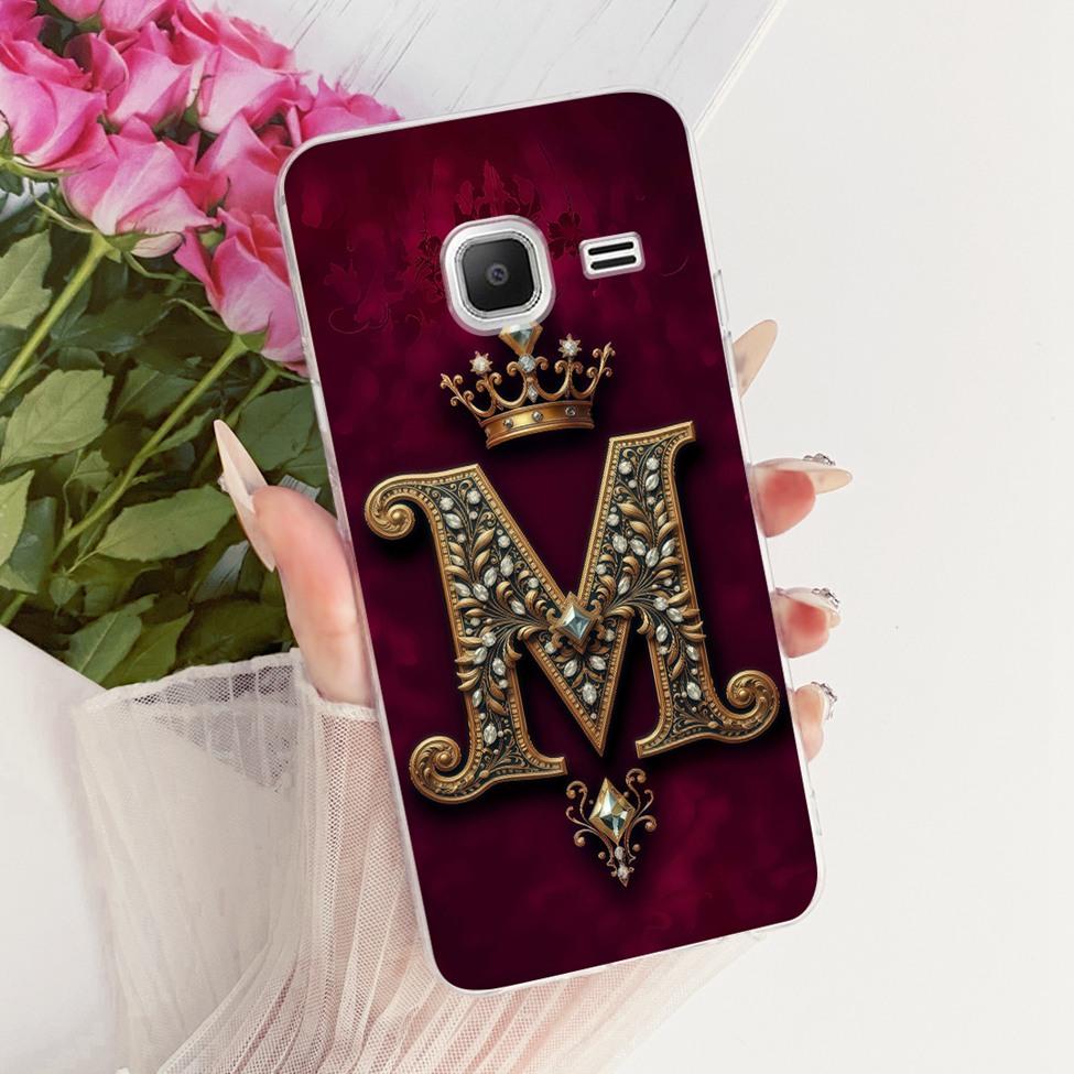Прозрачный чехол-крышка для Samsung J1 mini, роскошная корона, буква от A до Z, 2D-рисунок, мягкий корпус для Samsung Galaxy J1 mini SM-J105B SM-J105H