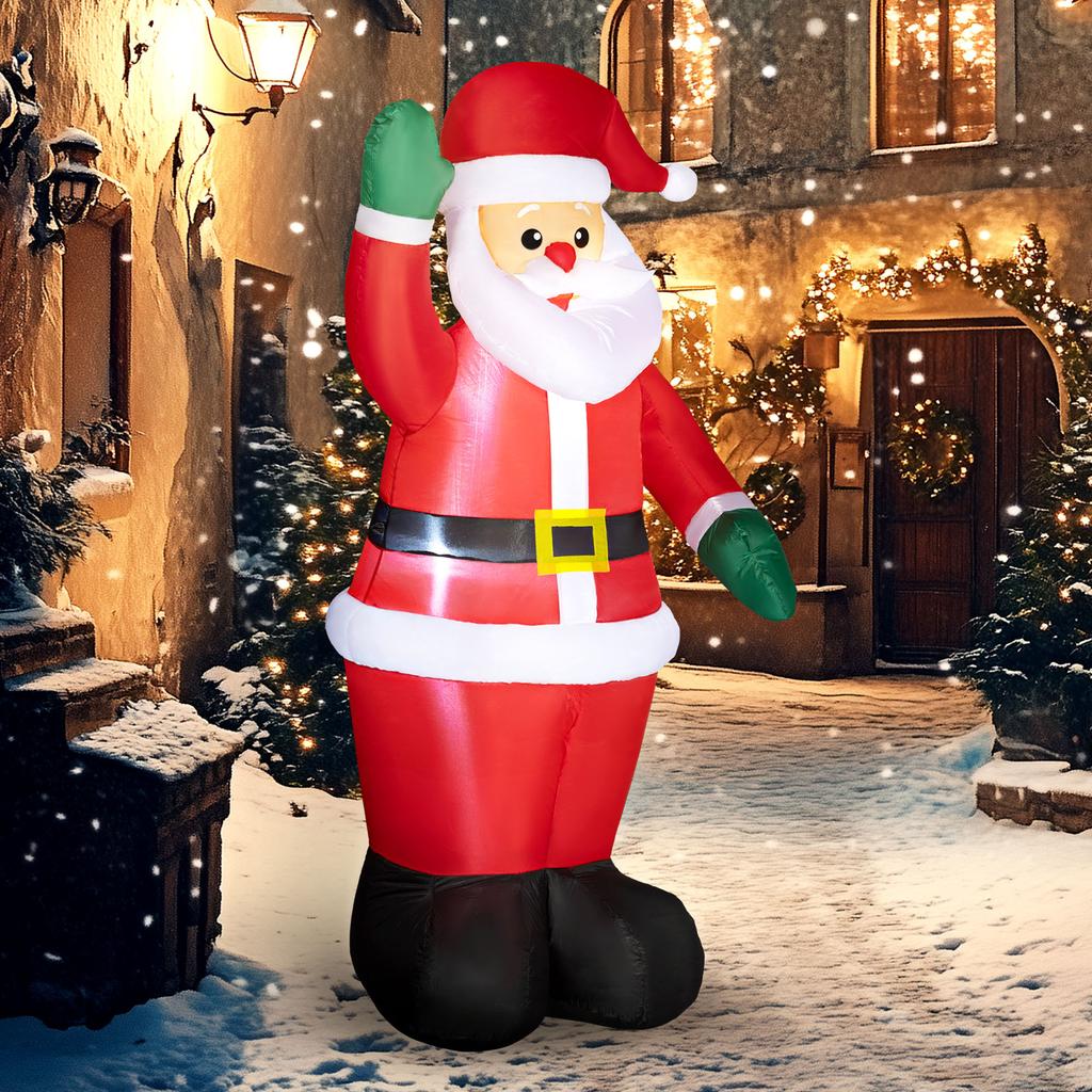 Santa Claus, 1.84 m tall, with LED lighting, self-inflating garden decoration