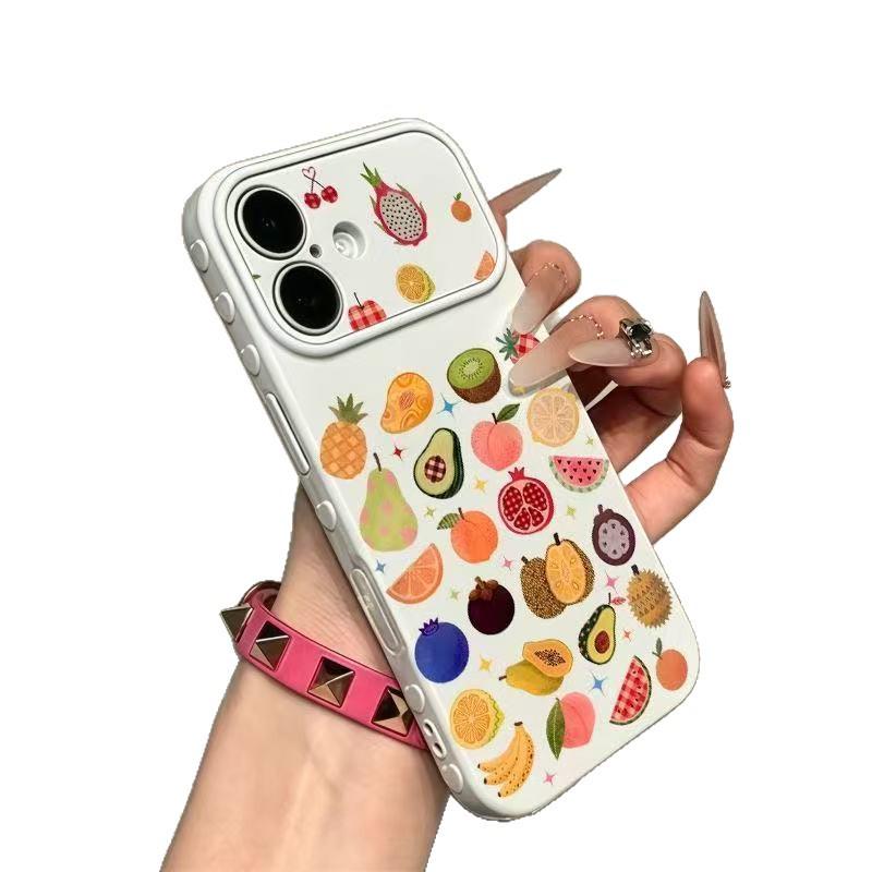 Яркий чехол с принтом фруктов для iPhone 18/17, с боковыми гранями в форме сердца, противоударный