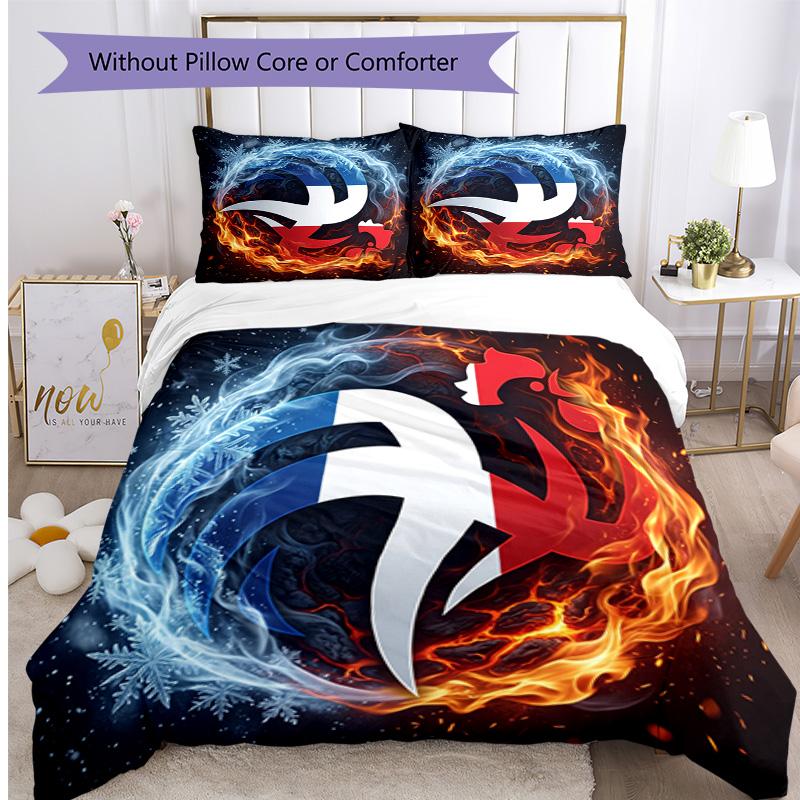 France Football Printed Bedding 3 Piece Set Cozy Breathable Bed Cover Set as Housewarming Holiday Gift