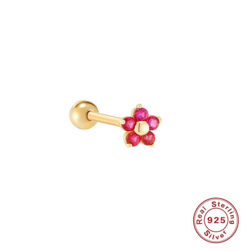 Легкие роскошные серьги из стерлингового серебра S925 с пятью лепестками и бриллиантовой нитью в форме цветка для пирсинга