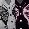 Unisex Gothic Streetwear Knit Cardigan With 3D Butterfly Jacquard Loose Fit V-Neck Long Sleeve Sweater In Black Gray