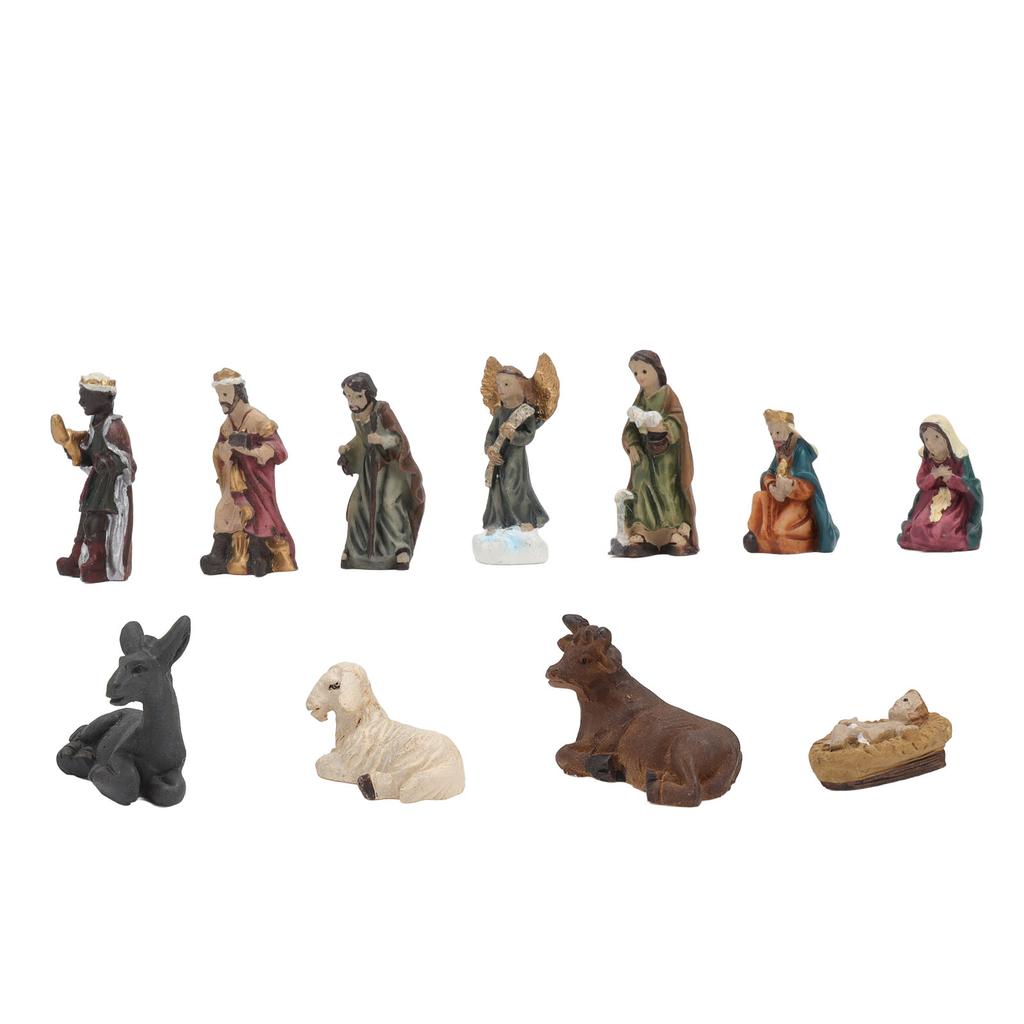 11 Pcs Christmas Resin Nativity Sets Vivid Lifelike Christmas Ornament Gifts for Holiday Desktop