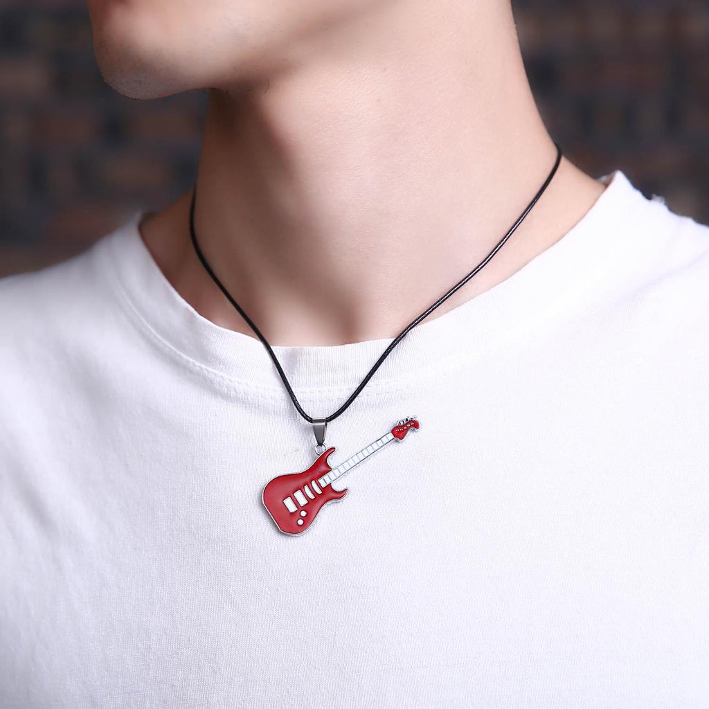 High Quality Stainless Steel Necklaces For Men Women Feather Flame Guitar Cross Pendant Necklace Jewelry Wholesale Dropshipping