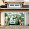 Jungle Safari Birthday Banner, Cartoon Animals Backdrop Wall Decor for Kids