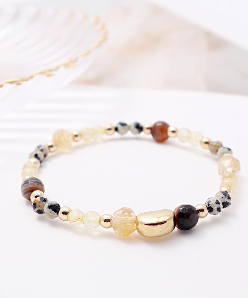 Браслет Polalita Dalmatian Yellow Mix Stone & Gold Point (Plt-Br-111_Yl)