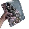 Мужские джинсы Y2K уличного стиля прямого кроя из денима с цветочной вышивкой, высокая талия, узкие, эластичные, хлопковые