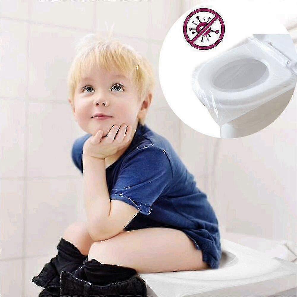 Disposable toilet seat covers, waterproof, antibacterial, portable travel pack/box, 100 individually wrapped.