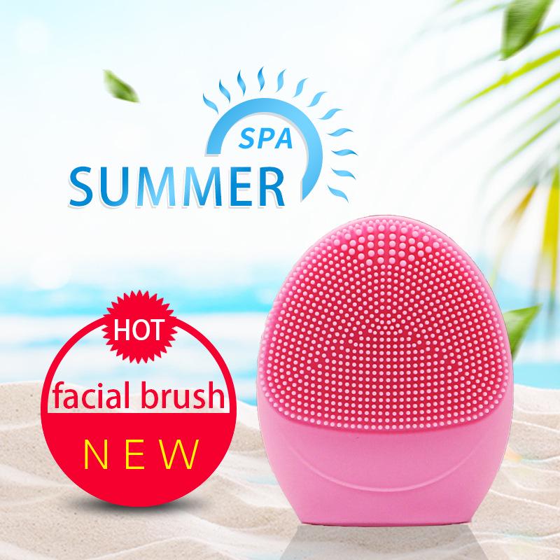 Миниатюрная водонепроницаемая силиконовая щетка для умывания IPX6 на батарейках для глубокого очищения