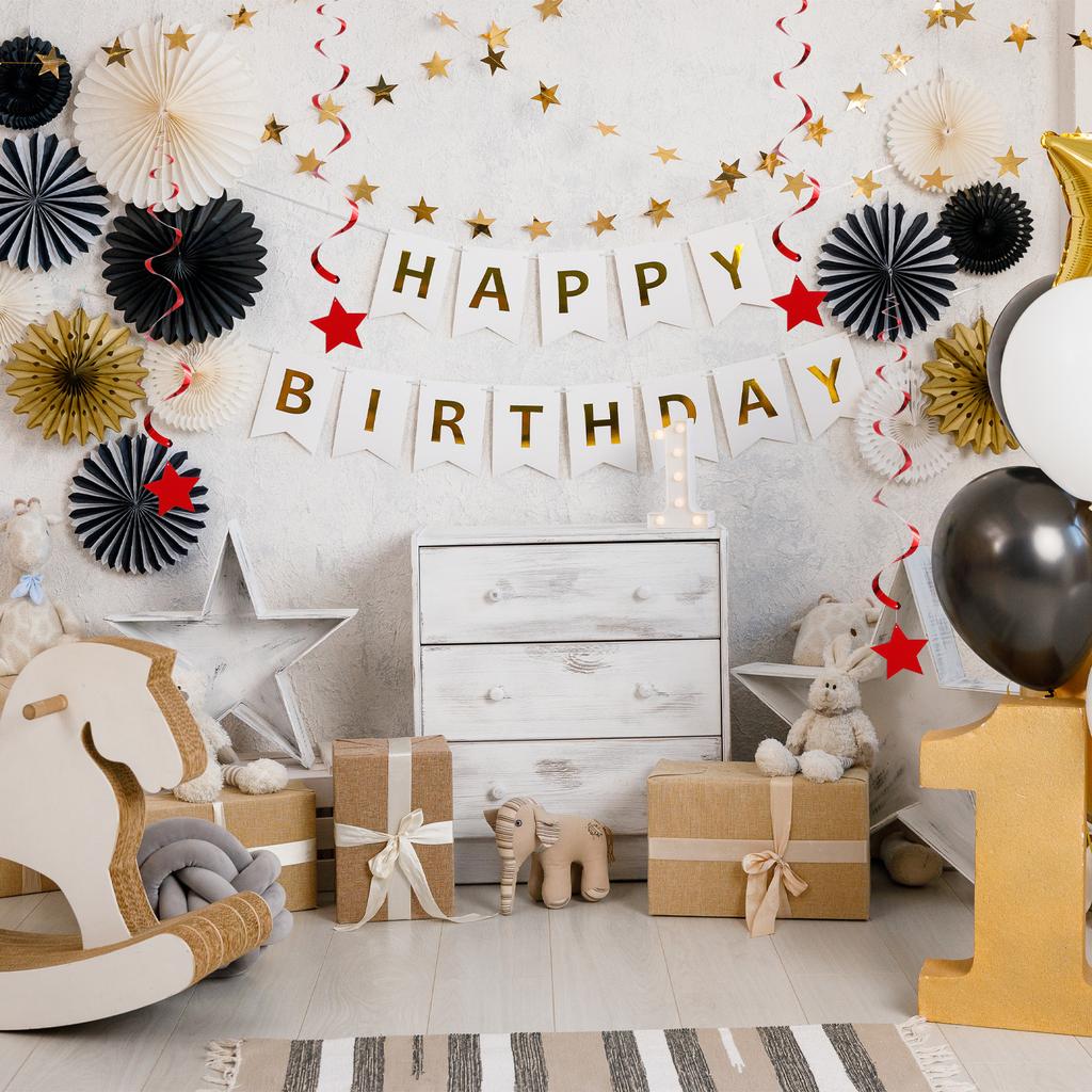 20/30pcs Star Swirl hanging Decoration Glow in the Dark Neon Garland Streamers Reactive Fluorescent Paper Flag Banner for Party