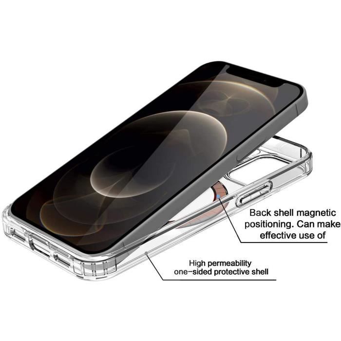 Protective Case - E.F.CONNECTION - for iPhone 13 Pro - Transparent - Magnetic Circle - 2 Tempered Glasses