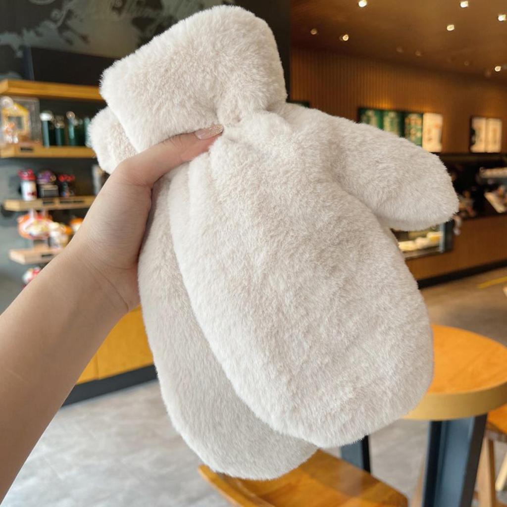 Зимние Утепленные Плюшевые Уличные Пушистые Перчатки Мягкие Перчатки с Полным Пальцем Женские Теплые Меховые Пушистые Варежки Защита от Холода Бархатная Подкладка Варежки