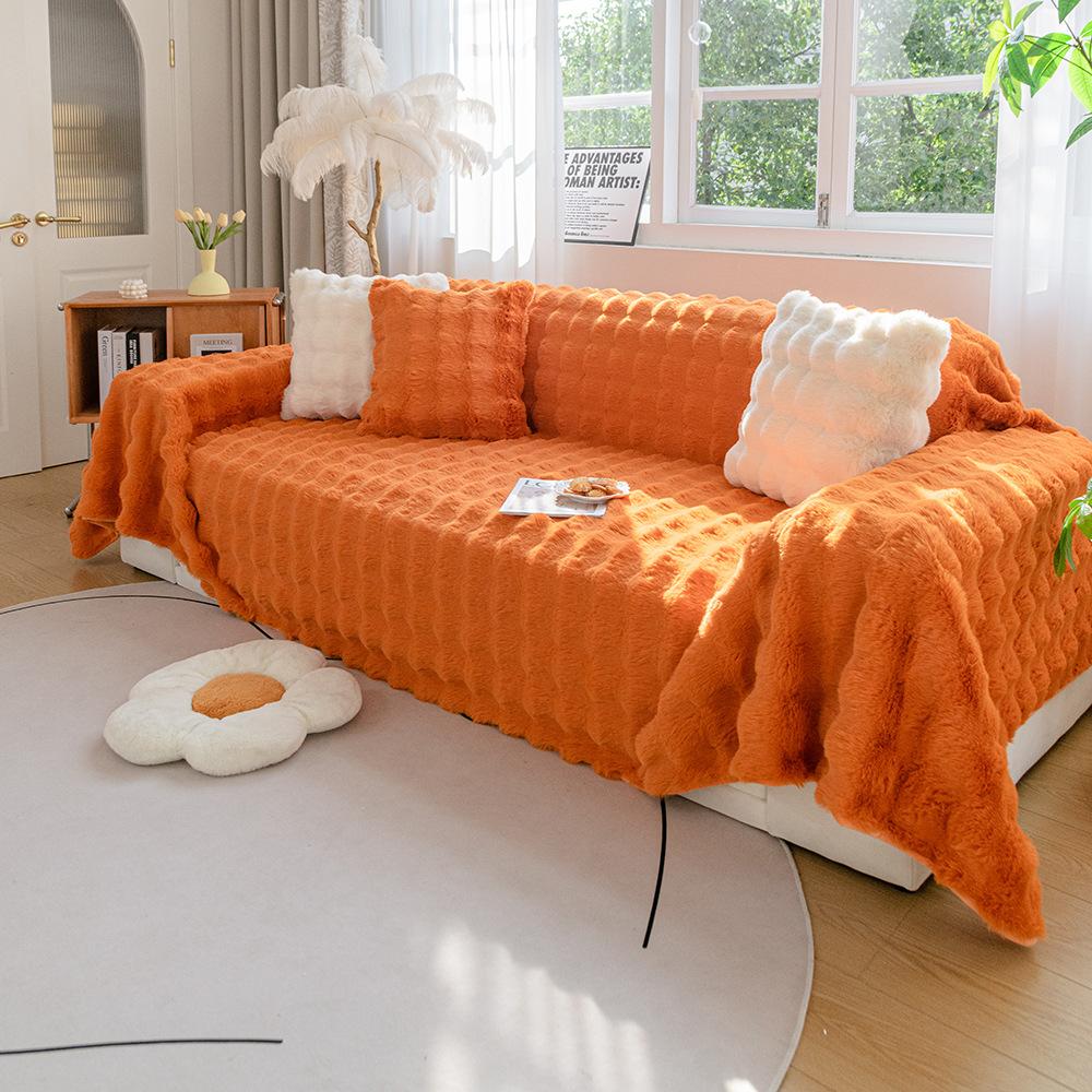 Декор комнаты, плюшевое покрывало из меха кролика, покрывало для кровати, зимний толстый теплый чехол для дивана, полотенце, одеяла для гостиной на 1/2/3/4 места