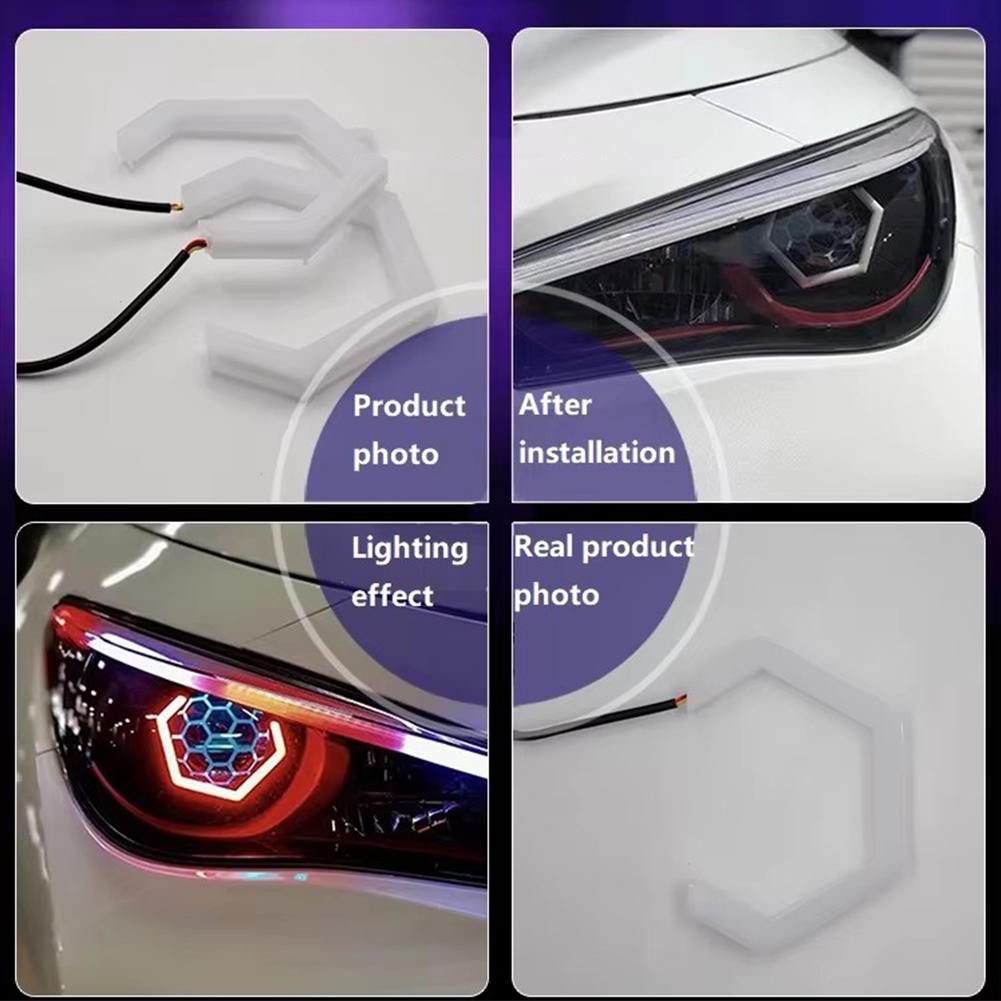 Hexagon Angel Eyes Halo Rings Retrofit Headlight Colorful Angel Angel RGB Eye Lights Led Univer V2O1