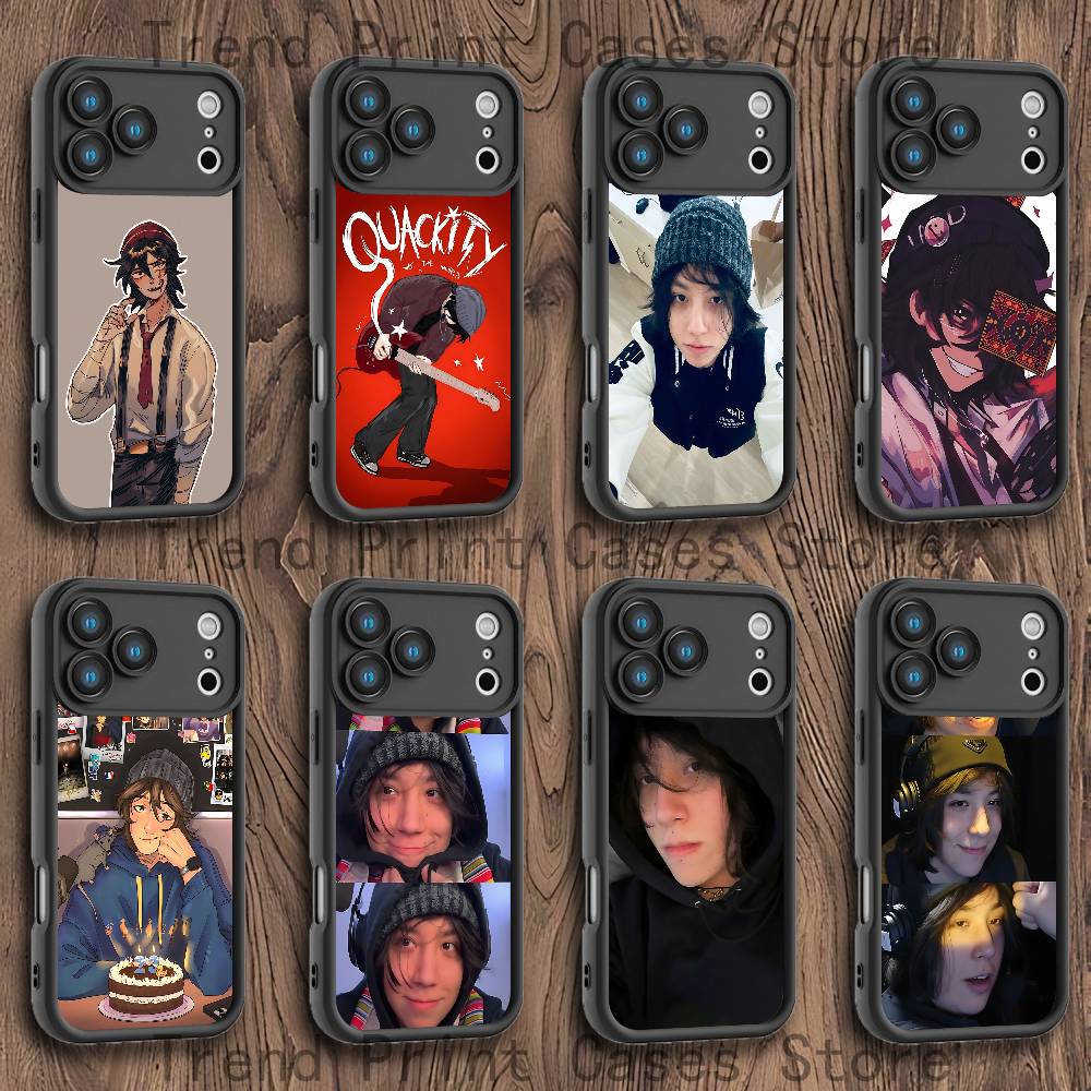 Q-Quackity A-Alexis Чехол для телефона iPhone 17,16,15,14,13,12,11,Pro,Max,Plus,XS,SE4,Mini Черный Утолщенный Борт