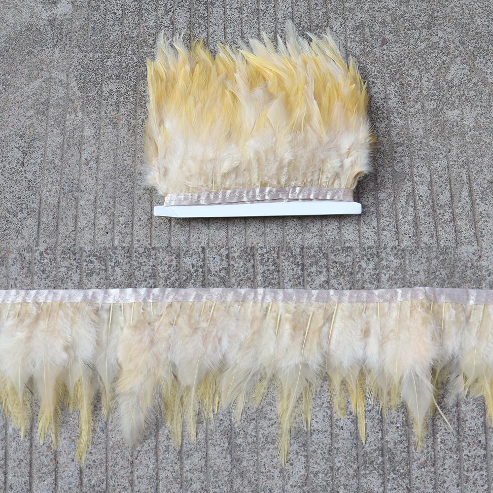 Feather5 10Meters Rooster Feather Trim 8-13CM Colored Chicken Feathers Ribbon 3-5" Saddle Pheasant Feathers Trim Fringe
