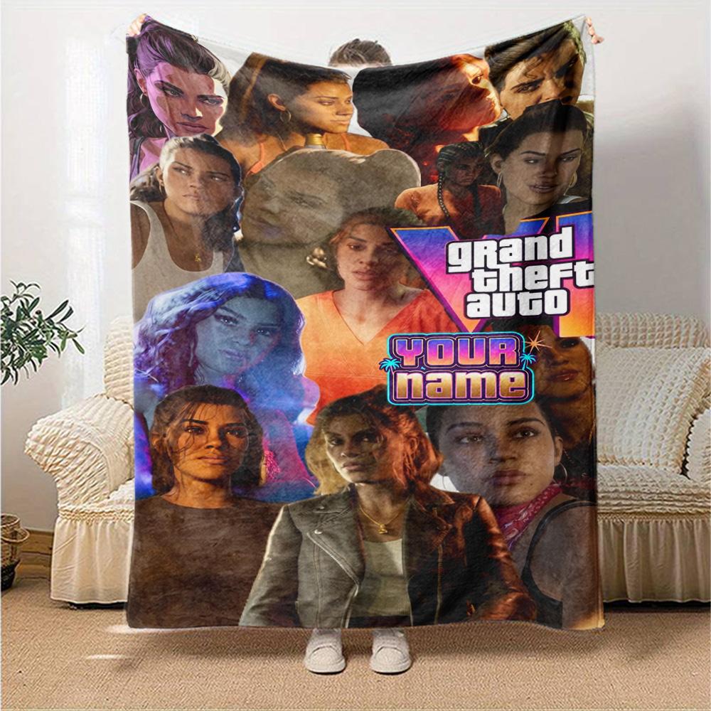 Grand Theft Auto Customize Text Blanket Lightweight Personalized Blanket Comfortable Suitable for Office Livingroom Nap Sofa Four Seasons Universal