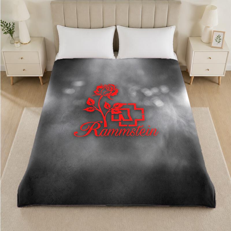 Rammstein Print Flannel Blanket Cozy Lightweight Plush Throw Blanket For Bed Sofa Household Use