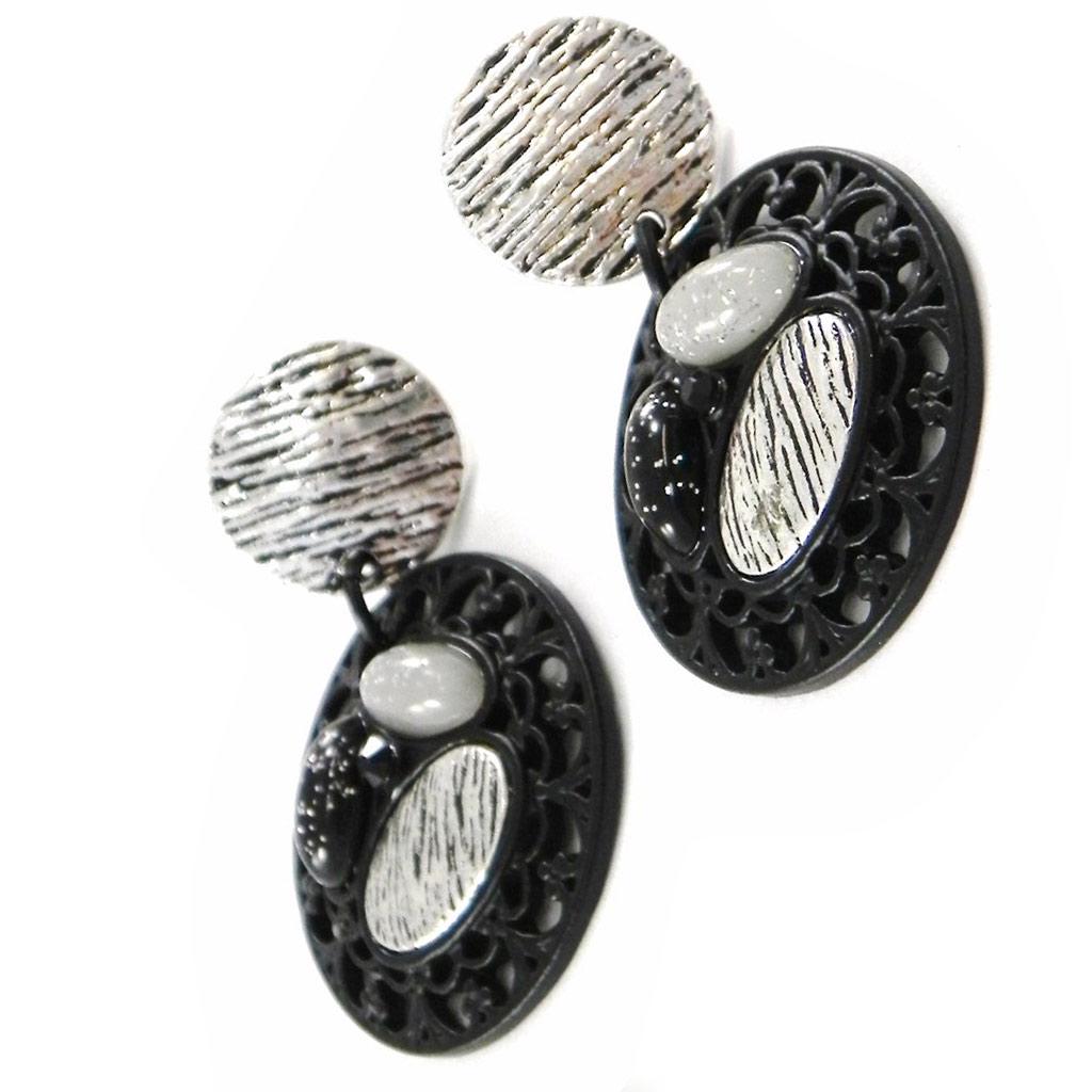 NOA [H8726] - Дизайнерские серьги "Кармен" черное серебро