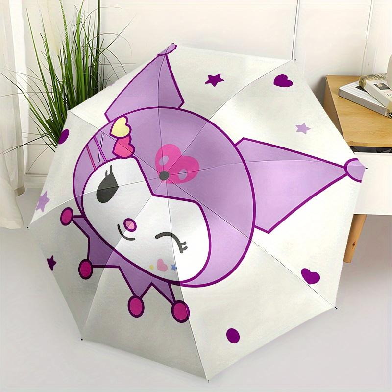 Kuromi Automatic Opening and Closing Parasol Compact Travel Umbrella with 8 Ribs for Women and Men Ideal Birthday/Christmas Gift,Outdoo