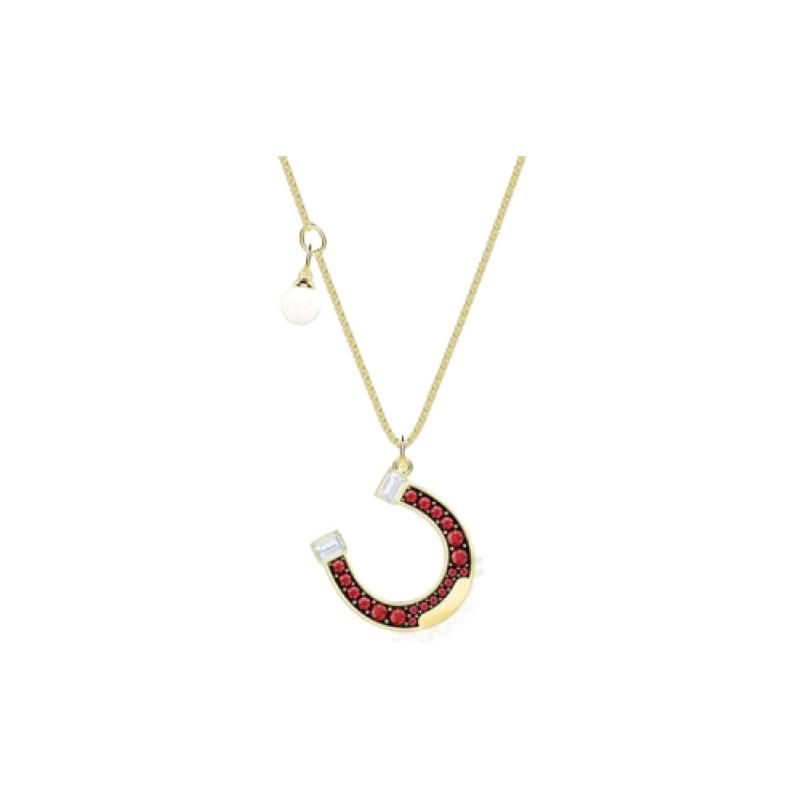 Swarovski Red Horseshoe Shaped Lucky Necklace Women necklace 5464197