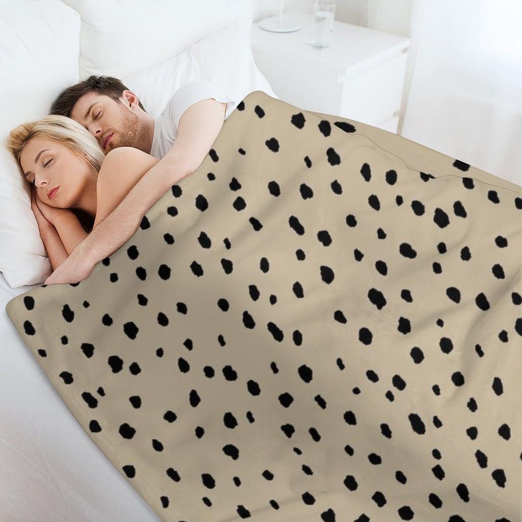 Speckle Polka Dot Dalmatian Pattern (black/tan) Throw Blanket Decorative Throw Single heavy to sleep christmas gifts Blankets