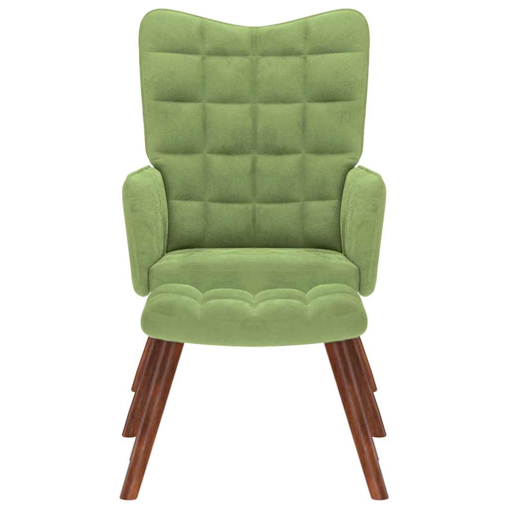 Relax Chair with Footstool Light Green Velvet