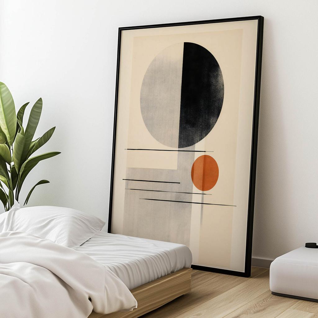 Geometryczna Abstrakcja Geometryczna Abstrakcja, 70X100 Cm, Rama Aluminiowa Czarna, Papier Matowy 230 Gsm