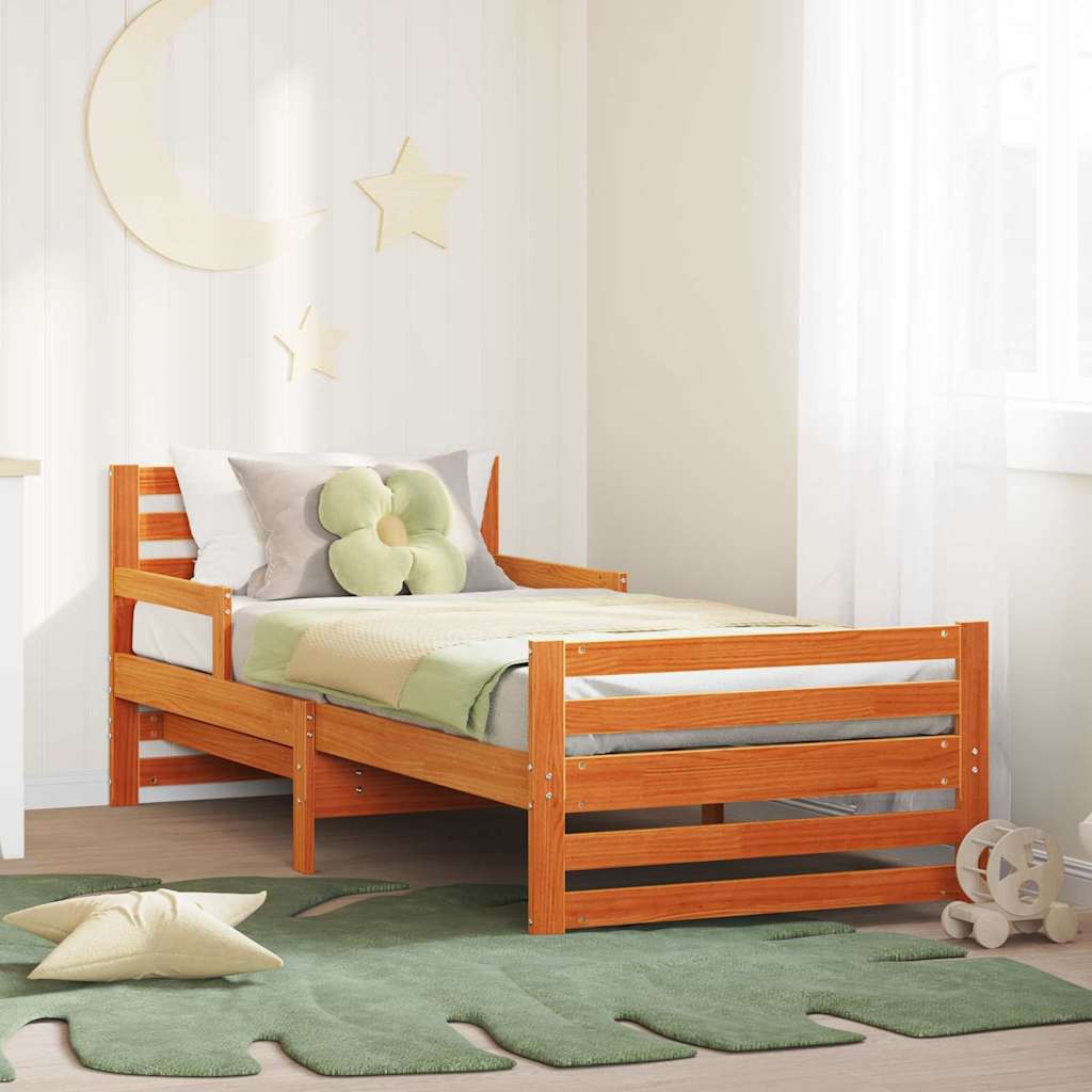 Bed Frame with Headboard Wax Brown 31.5 x 78.7 in (80 x 200 cm) Engineered Wood