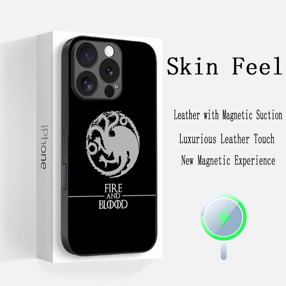 G-game of T-thrones fashion poster logo Phone Case For iPhone 17 16 15 14 13 12 Plus Pro Max High-end Luxury Magsafe Sheepskin