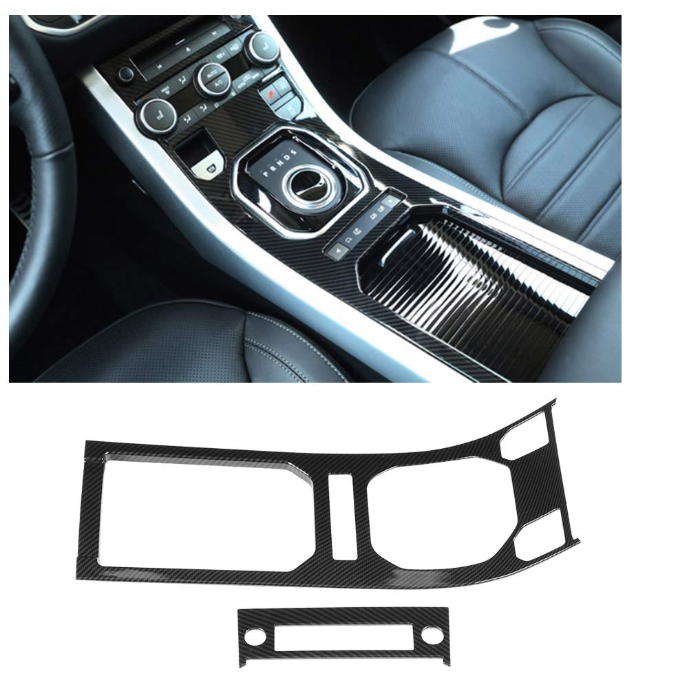 Two Carbon Fiber Style Center Console Trims for Land Rover Range Rover Evoque (2012-2017)