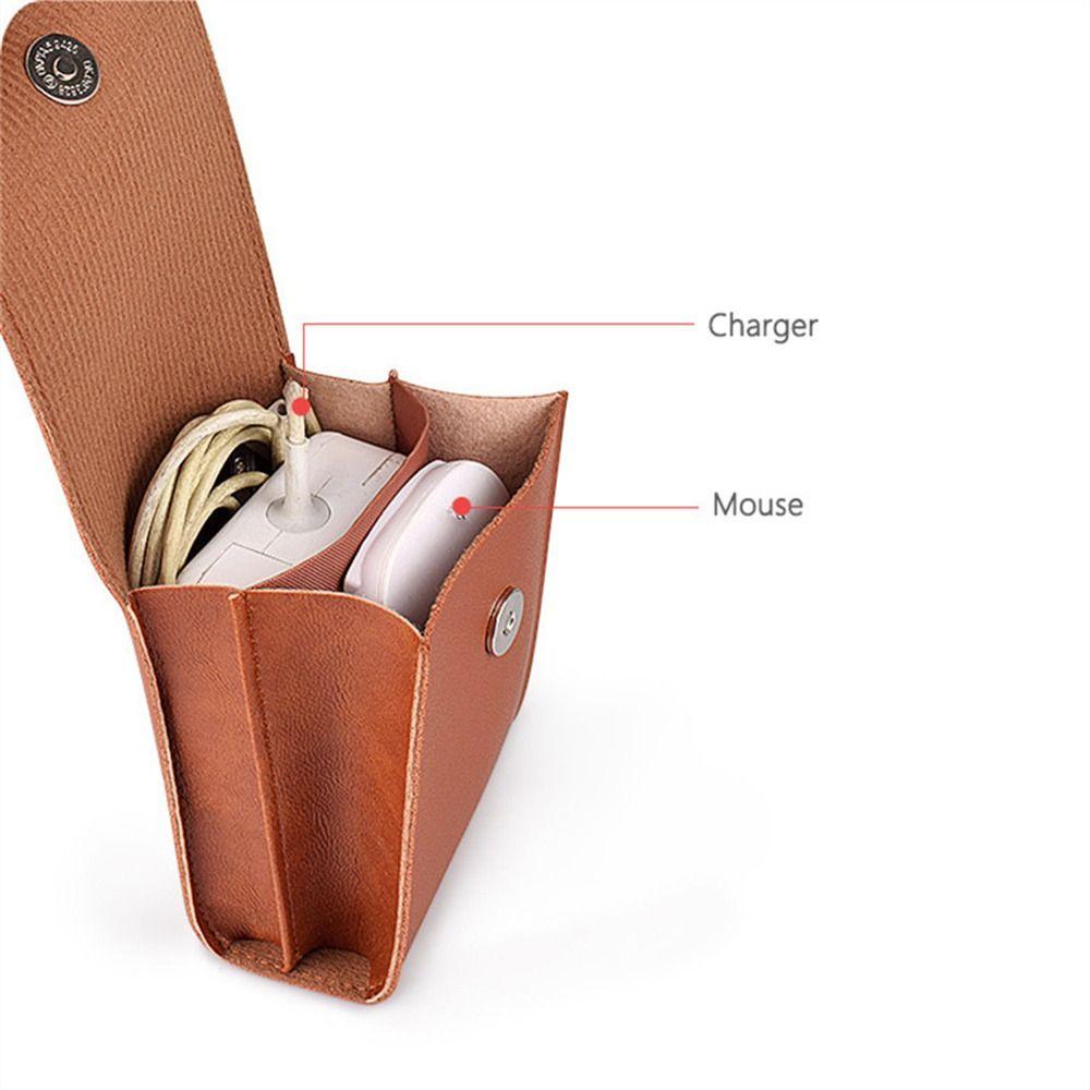 PU Leather Data Cable Bag Portable Mouse Storage Bag Digital Storage Bag U-Disk