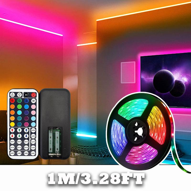 5V RGB Flexible LED Strip Lights, Color Changing Atmosphere Tape Light with 44 Keys Remote for Bedroom Indoor Home Decoration