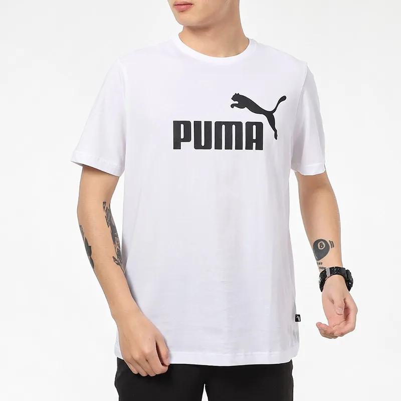 PUMA ESS T Shirts Men's White Crew Neck Moderate Straight Fit (Unisex) T-Shirts 845575 02