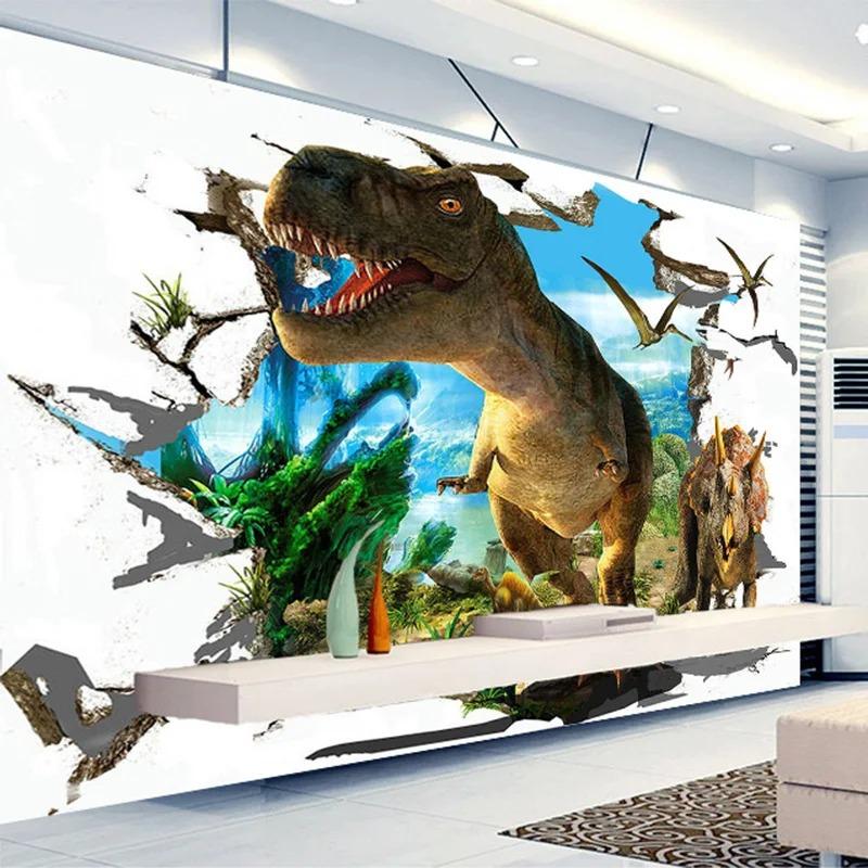 3D настенные обои стерео мультяшный динозавр фон настенные обои детская комната гостиная домашний декор