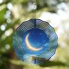 Metallic Blue Gold Wind Chime 360 Degree Rotating Outdoor Garden Decor for All Seasons Perfect Gift for Nature Lovers Moon Design