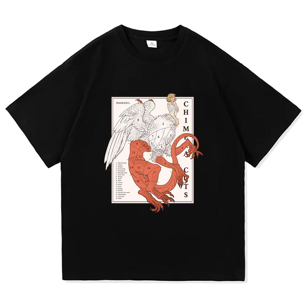 Vintage Washed Delicious in Dungeon Dungeon Meshi Laios Touden Falin Anime Printed Cotton T-shirt Men Women Tee Summer Casual Fashion Clothing Tops
