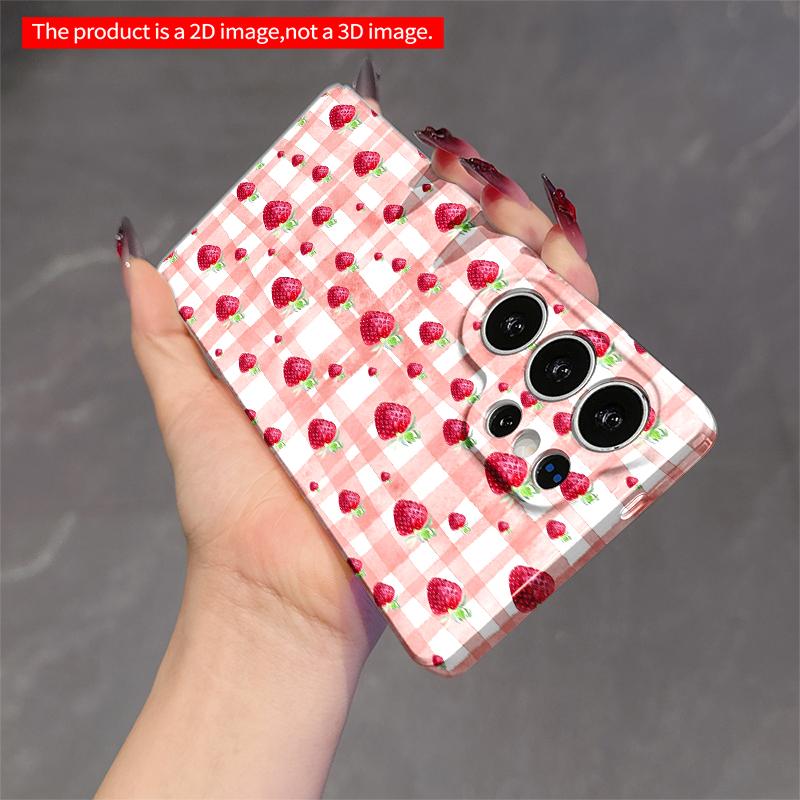 2DFlat Samsung phone case Strawberry Watercolor Gingham Pattern Phone Case Applicable to Galaxy S22 S23 S24 S25ULTRA S26 A12 A13 A14 A15 A16