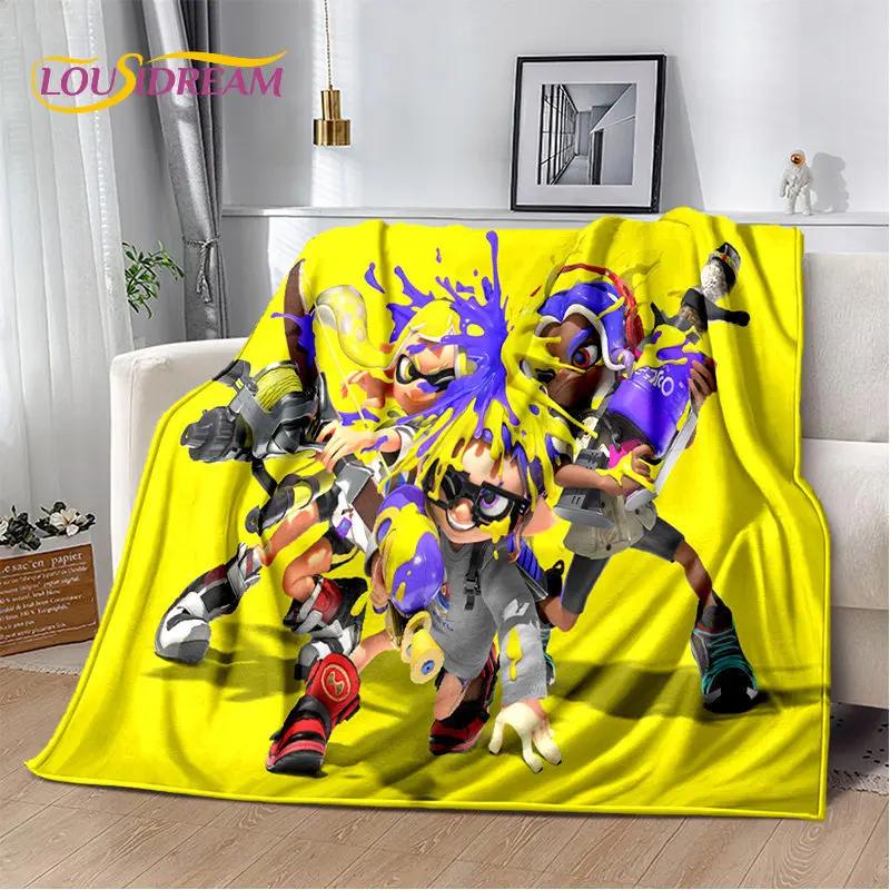 Мягкое плюшевое одеяло с героями мультфильмов S-Splatoon, фланелевое одеяло, детское одеяло для гостиной, спальни, кровати, дивана, чехол для пикника