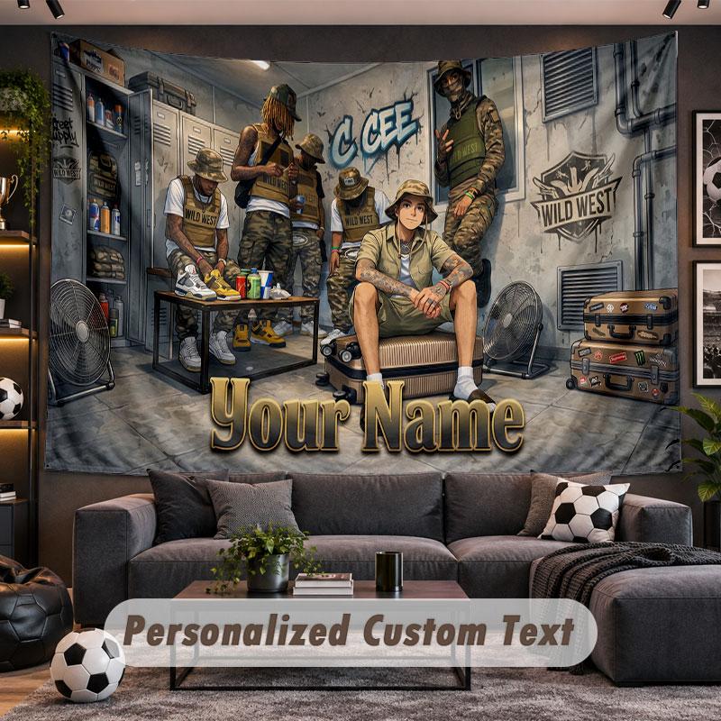 Wall Hanging Tapestry Custom NameCentral Cee Pattern Personalized Printed Fabric Wall Decor