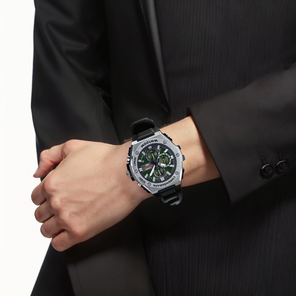 Casio СТАНДАРТНЫЕ Мужские кварцевые часы с водонепроницаемостью 100 м, ремешок из смолы, зеленый циферблат MWA-300H-3AV