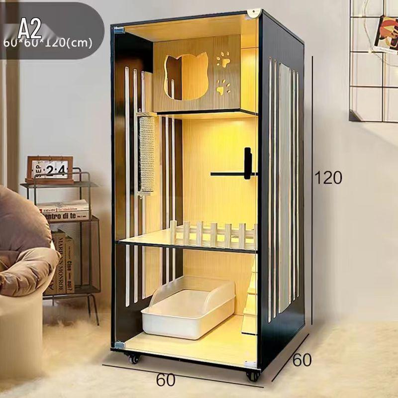 Multi-Layer Wooden Cat Villa: Bed, Cage, & House