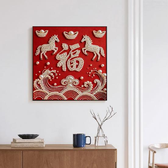 Набор для рисования жемчугом своими руками для взрослых, начинающих, с рисунками лошадей, 3D-набор для творчества «Жемчужное искусство», холст с предварительной печатью, набор пластиковых жемчужин для декора на Новый год, идея подарка