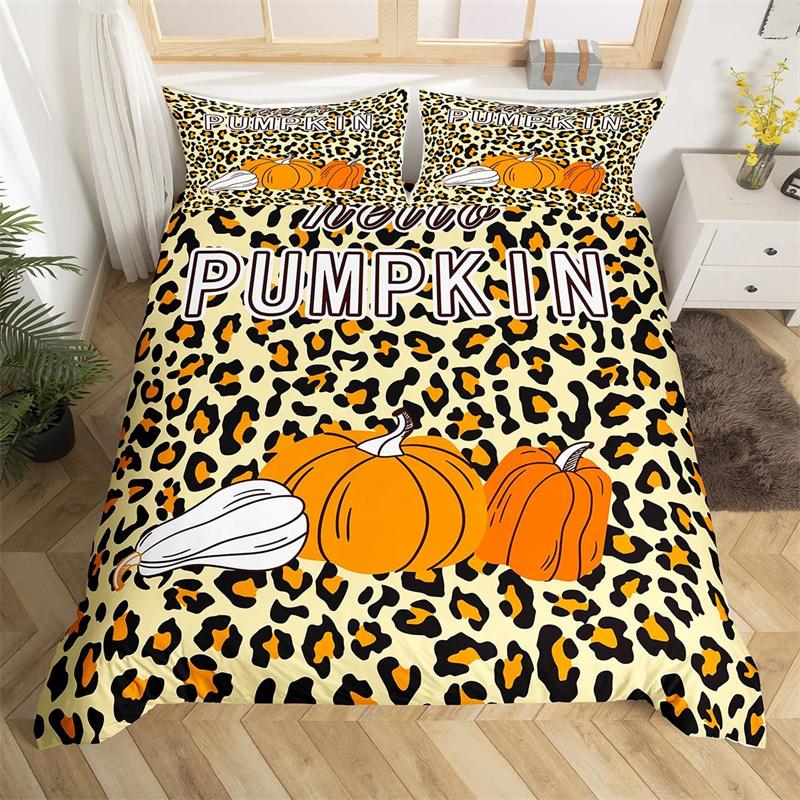 Happy Thanksgiving Duvet Cover Fall Maple Leaf Bedding Set Microfiber Gnome Gold Pumpkin Farm Harvest Comforter Cover Twin King