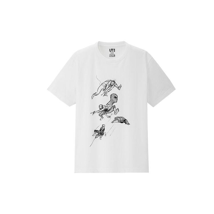 Uniqlo X Marvel Арт Marvel Печатная футболка с коротким рукавом Унисекс Топы Белый 424594-00