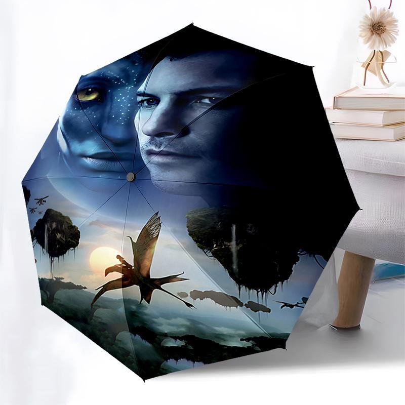 Avatar Inspired Automatic Opening/Closing Umbrella with Portable Tri Fold Design and 8 Bone Iron Frame Perfect for Fans,Travelers,Daily