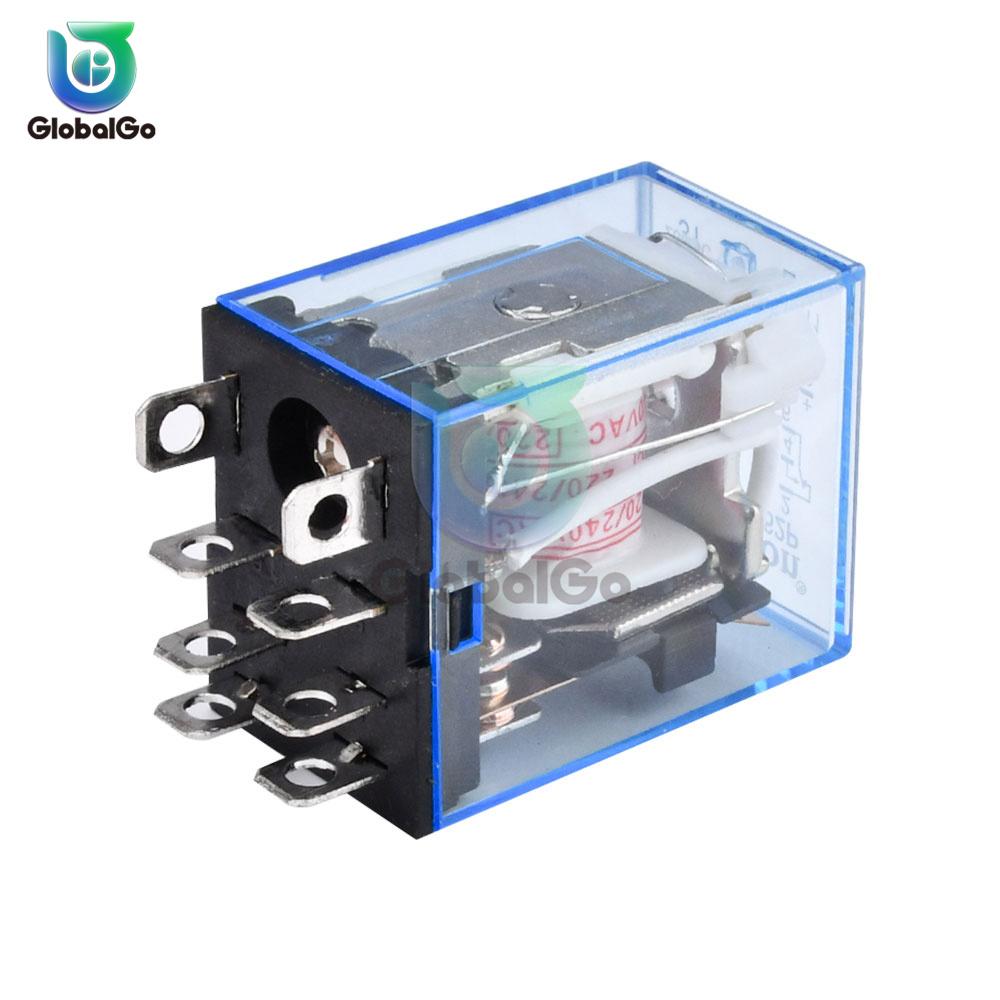 Реле питания с катушкой AC 220V DC 12V 24V 10A 8PIN, Электронный мини-электромагнитный релейный модуль DPDT LY2NJ, База для розетки