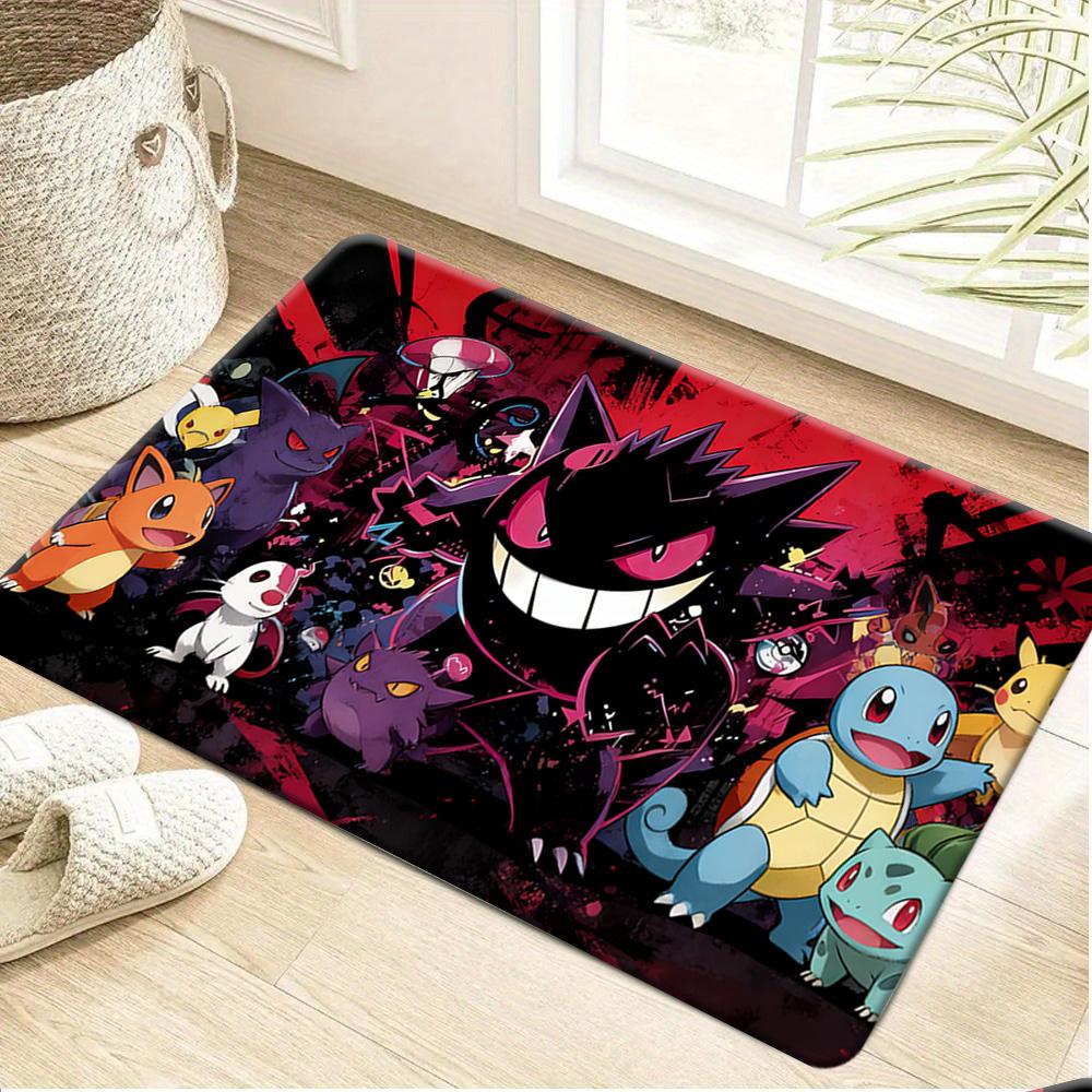 Pokemon Eevee Evolutions Rainbow Striped Print Non-slip Doormat Soft Floor Mat for Home Decor