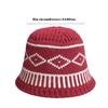Retro Knitted Hat Warm Diamond Grid Pattern Bucket Hat Appearing Small in Size Big Head Circumference Ear Protection Hat